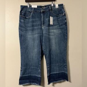Judy Blue  Jeans Womens Plus 22W Blue Stretch High Waist Wide Leg Crop NWT